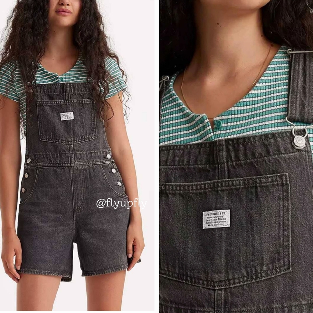 Levi's Vintage Denim Shortalls Short Overalls - Picture 6 of 10